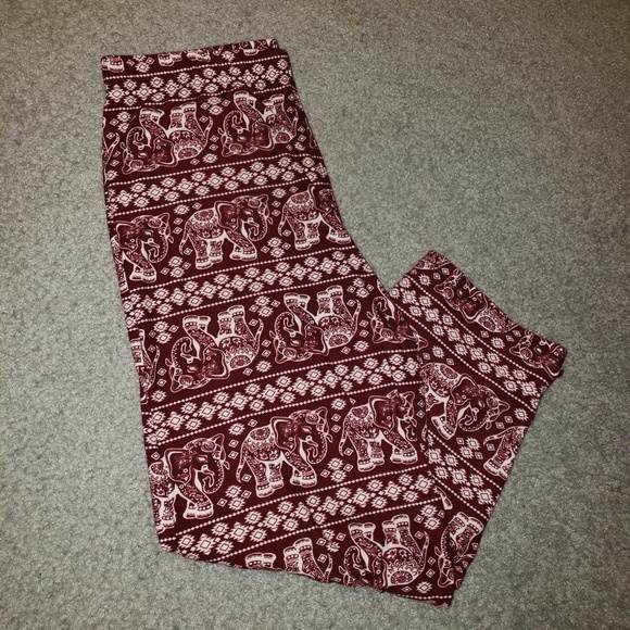 Pants - Ladies Burgundy/Cream Super Soft Elephant Tights